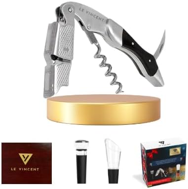 Le Vincent Premium Waiters Mahogany Corkscrew Gift Set 3 in 1 Stainless Steel Wine Opener with Rosewood Handle, Bottle Opener and Serrated Foil Cutter with Wooden Gift Box (Mahogany Wood)